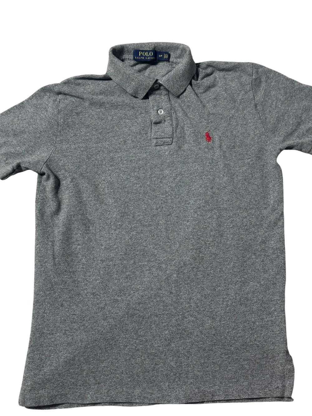 Polo Ralph Lauren Mens Polo Shirt Small S/P Heather Gray Short Sleeve Red Pony